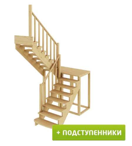 Лестница К-004м/1 с подступенками Л бук