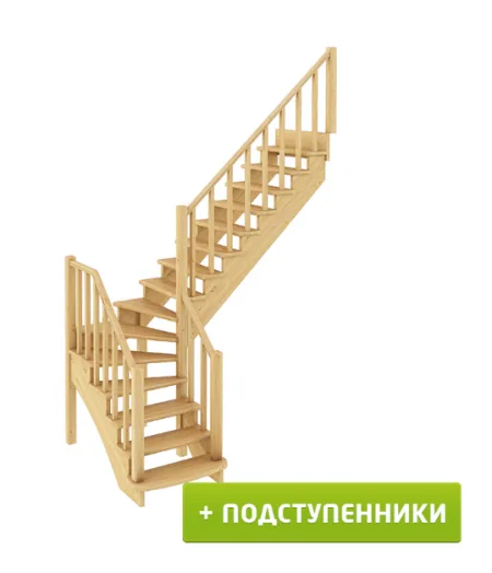 Лестница К-021м с подступенками П дуб