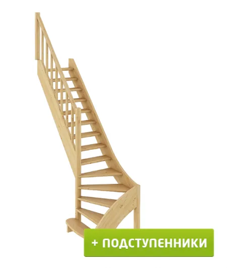 Лестница ЛС-07м/3 с подступенками Л сосна