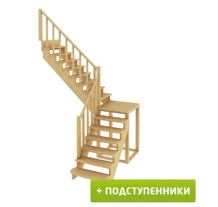 Лестница К-002м/4 с подступенками Л сосна