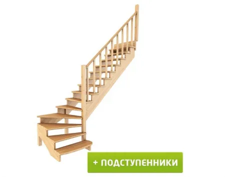 Лестница К-001м/7 с подступенками П сосна