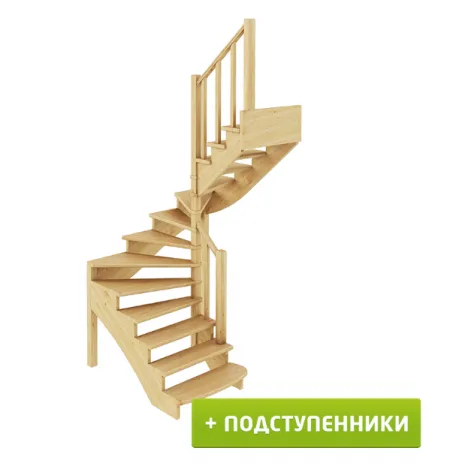 Лестница К-003м/2 с подступенками П дуб