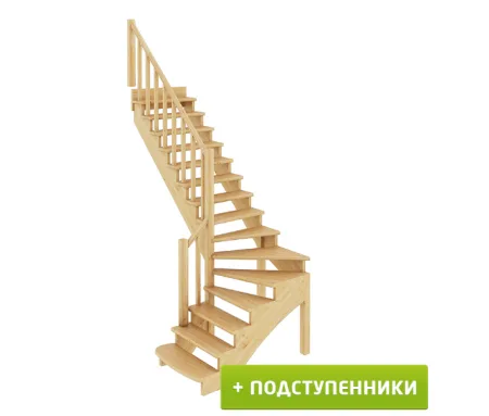 Лестница К-001м/4 с подступенками Л дуб