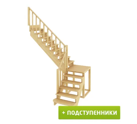 Лестница К-002м/3 с подступенками Л сосна